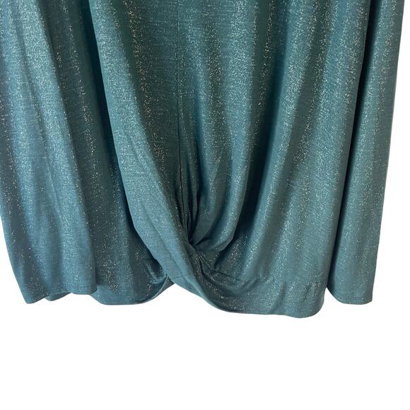 Cato Women's Plus Size 22/24 W Green Metallic Sparkle Twist Front Blouse - Picture 3 of 8